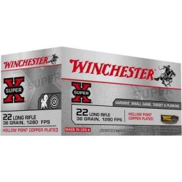 CARTOUCHE WINCHESTER 22LR SUPER X POINTE CREUSE CUIVREE BOITE 50X 